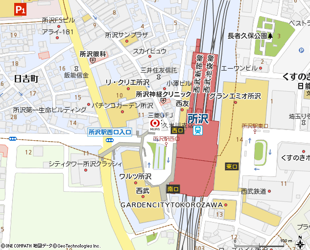 久米川支店付近の地図